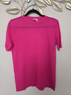 Bright Hot Pink Short Sleeve Knit Top Size M-L